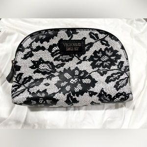 Victoria’s Secret Small Lace Print Makeup Bag / Clutch / Purse with Zipper